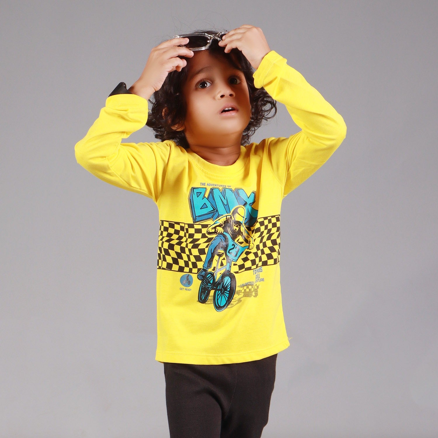 YELLOW BMX BIKE PRINTED FULL SLEEVES T-SHIRT Main image