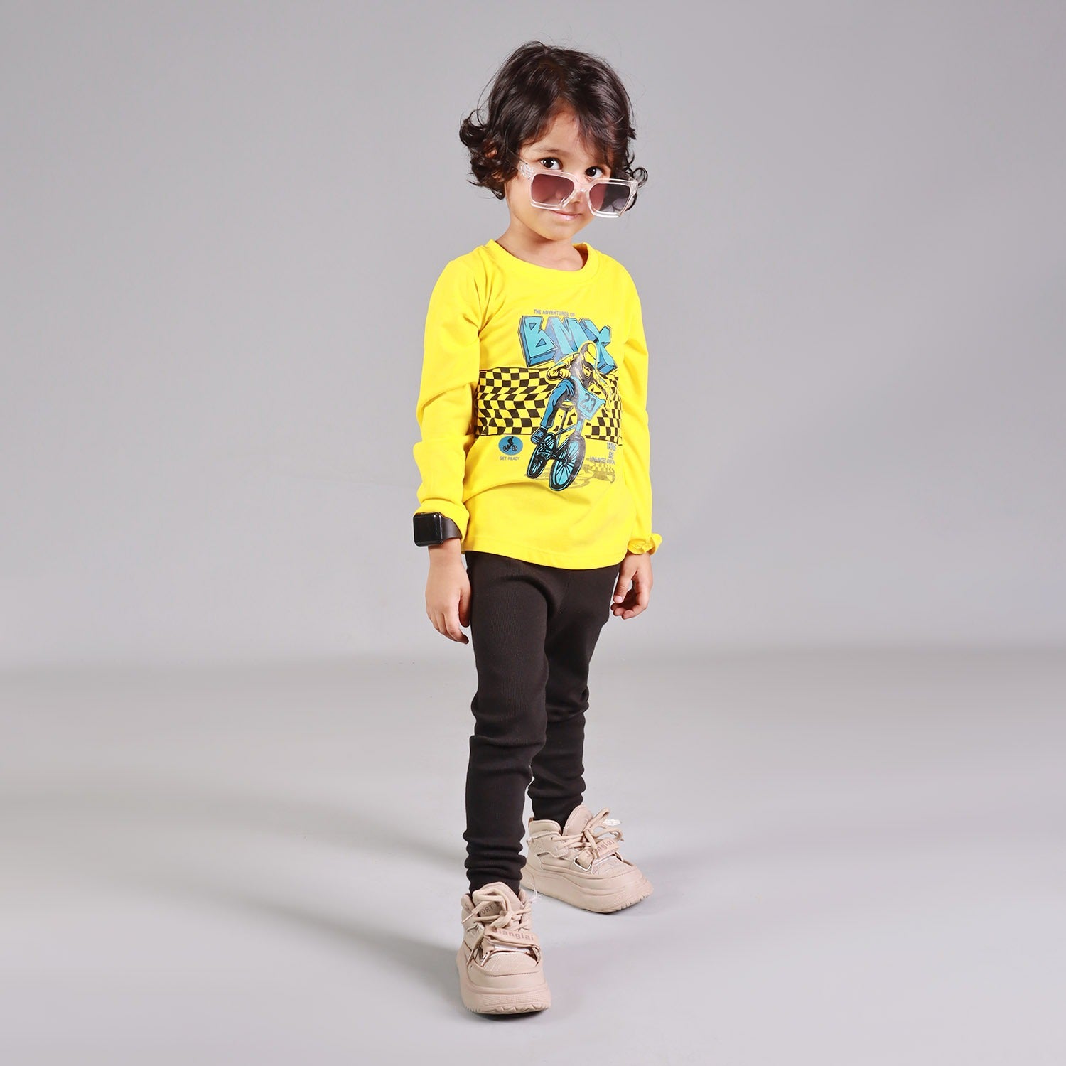 YELLOW BMX BIKE PRINTED FULL SLEEVES T-SHIRT Secondary image