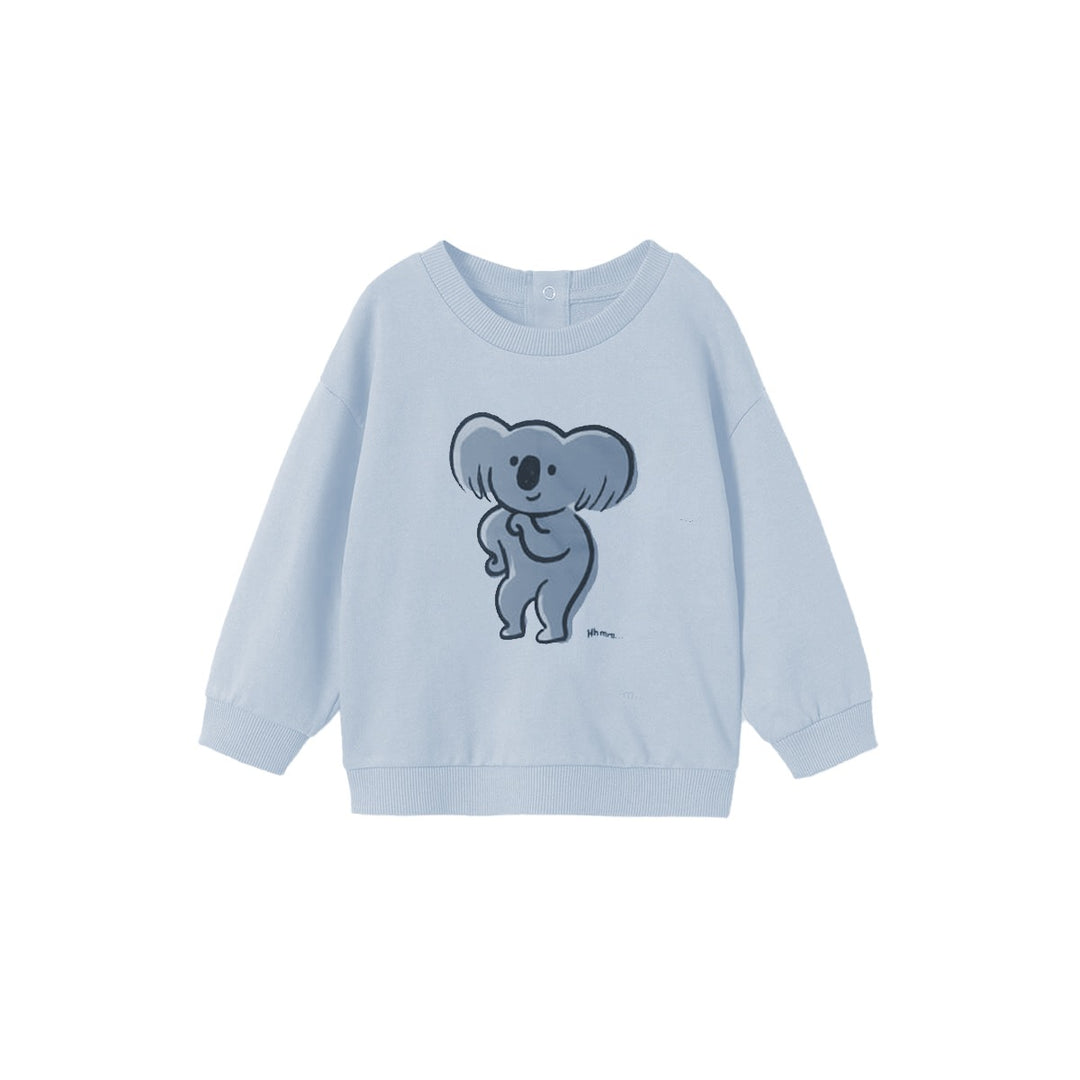 LIGHT BLUE KOALA PRINT TERRY FABRIC SWEATSHIRT