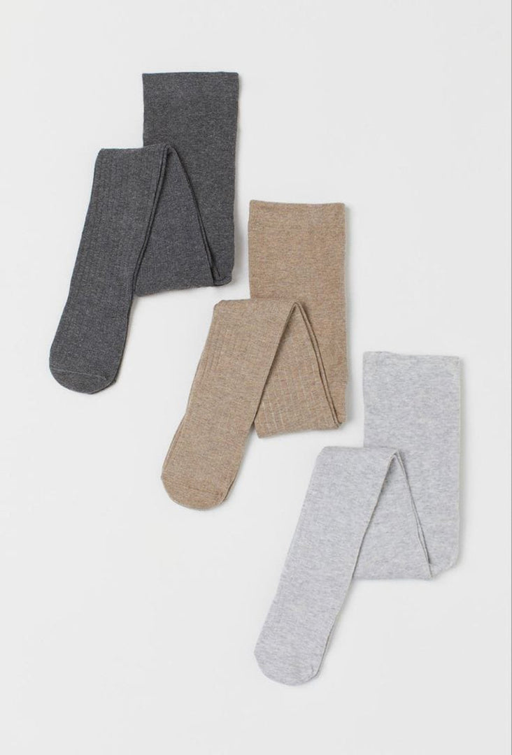 PACK OF 3 PRINTED & PLAIN SOCKS LEGGINGS COTTON JERSY FABRIC
