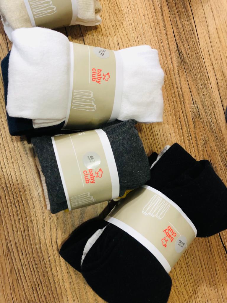 PACK OF 3 PRINTED & PLAIN SOCKS LEGGINGS COTTON JERSY FABRIC