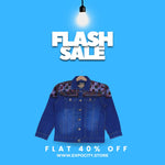 Load image into Gallery viewer, MID BLUE MIX EMBROIDERED DENIM JACKET FOR GIRLS
