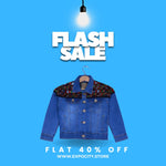Load image into Gallery viewer, LIGHT BLUE MIX EMBROIDERED DENIM JACKET FOR GIRLS
