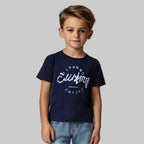NAVY BLUE "SUMMER SURFING" PRINT HALF SLEEVES T-SHIRT FOR BOYS