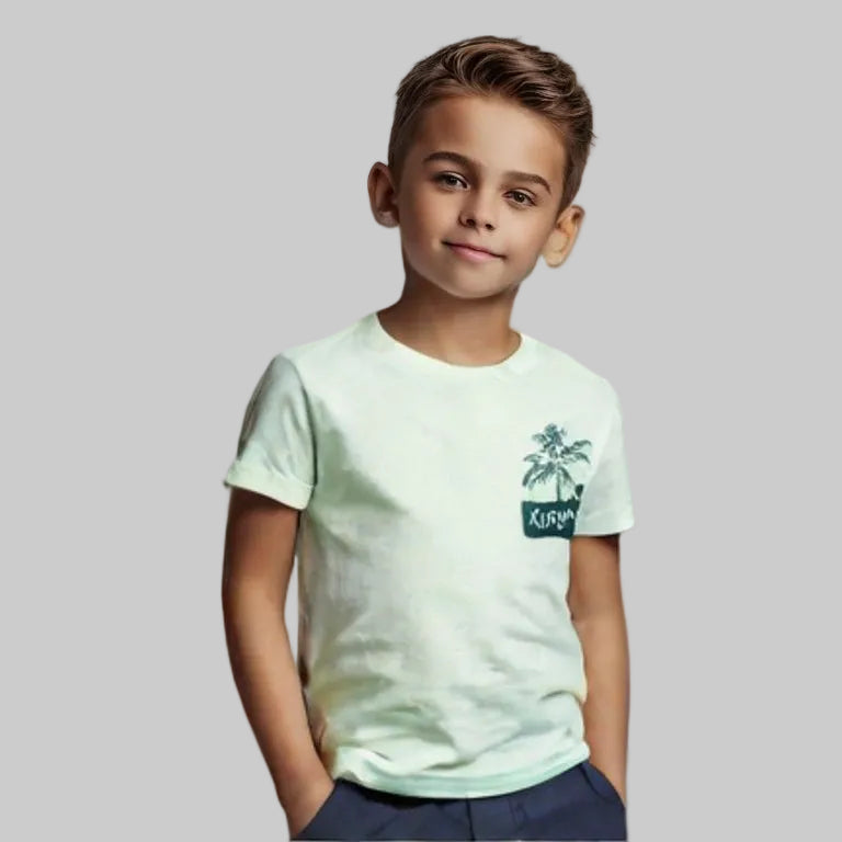 YELLOW "SUMMER VIBE" PRINT HALF SLEEVES T-SHIRT FOR BOYS