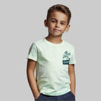 YELLOW "SUMMER VIBE" PRINT HALF SLEEVES T-SHIRT FOR BOYS