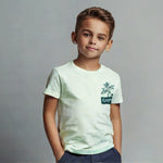 Load image into Gallery viewer, YELLOW &quot;SUMMER VIBE&quot; PRINT HALF SLEEVES T-SHIRT FOR BOYS
