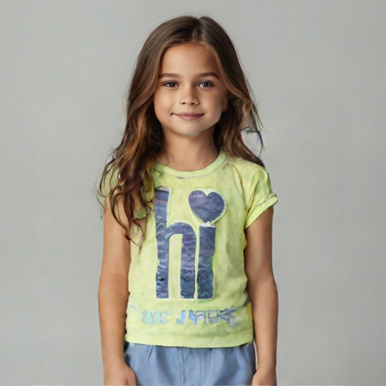 YELLOW "HI IT'S PLAYTIME" T-SHIRT TOP FOR GIRLS Main image