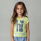 YELLOW "HI IT'S PLAYTIME" T-SHIRT TOP FOR GIRLS