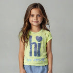 Load image into Gallery viewer, YELLOW &quot;HI IT&#39;S PLAYTIME&quot; T-SHIRT TOP FOR GIRLS
