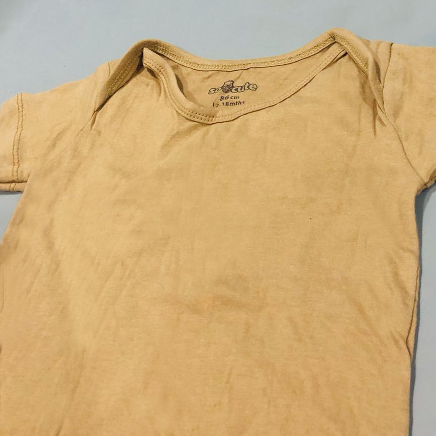 LIGHT BROWN BASIC PLAIN ROMPER FOR SUMMERS Secondary image