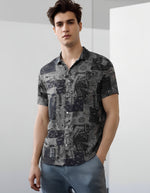 Load image into Gallery viewer, GREY PRINTED LINEN CASUAL SHIRT FOR MEN
