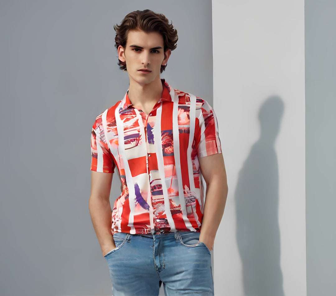 MULTY PRINTED LINEN CASUAL SHIRT FOR MEN