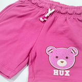 BLUSH PINK HUX BEAR PRINT SHORTS FOR GIRLS