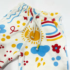 WHITE SUN & FLOWERS PRINT SHORTS FOR GIRLS