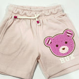 BABY PINK HUX BEAR PRINT SHORTS FOR GIRLS
