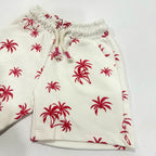 WHITE WITH RED TREE PRINT SHORTS FOR UNISEX