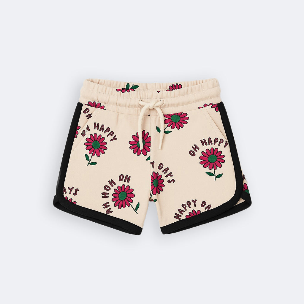 BEIGE OH HAPPY DAYS PRINT SHORTS FOR GIRLS Main image