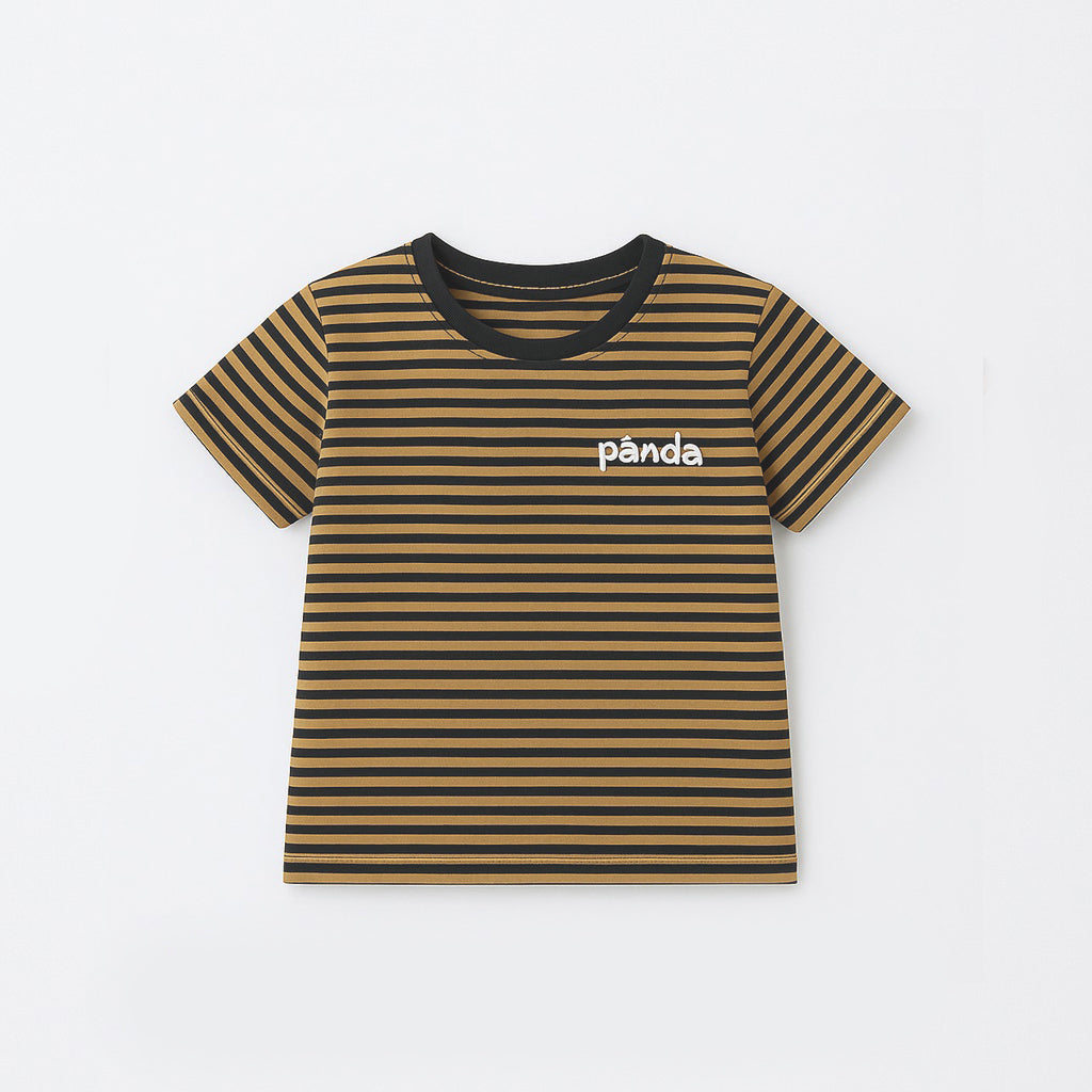 BROWN WITH BLACK STRIPES PANDA HALF SLEEVES T-SHIRT FOR BOYS Secondary image