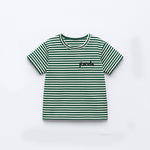Load image into Gallery viewer, WHITE WITH GREEN STRIPES PANDA HALF SLEEVES T-SHIRT FOR BOYS
