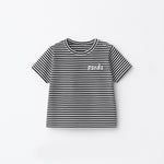 Load image into Gallery viewer, WHITE WITH BLACK STRIPES PANDA HALF SLEEVES T-SHIRT FOR BOYS
