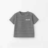 WHITE WITH BLACK STRIPES PANDA HALF SLEEVES T-SHIRT FOR BOYS