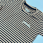 WHITE WITH BLACK STRIPES PANDA HALF SLEEVES T-SHIRT FOR BOYS