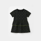 BLACK WITH GREEN ELECTRIC PRINT HALF SLEEVES FROCK FOR GIRLS