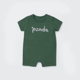 DARK GREEN PANDA PRINT HALF BODY ROMPER
