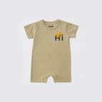 BEIGE HI BEAR PRINT HALF BODY ROMPER
