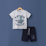 GREY SAILOR PRINT WITH SHORTS COTTON JERSY FABRIC BABA SUIT