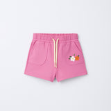 PINK DOUBLE POCKET FLOWERS PRINT SHORTS FOR GIRLS
