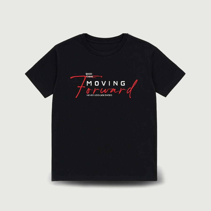 BLACK "MOVING FORWARD" PRINT T-SHIRT FOR MEN