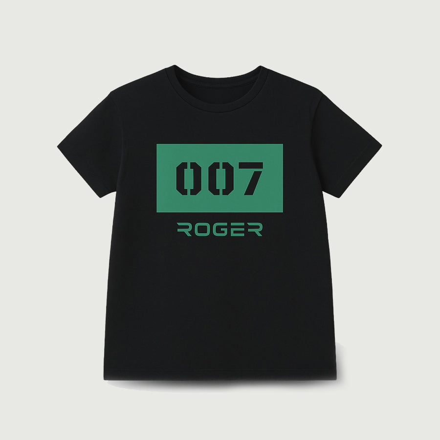 BLACK "007" PRINT T-SHIRT FOR MEN