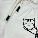 Load image into Gallery viewer, WHITE CAT PRINT SHORTS FOR UNISEX
