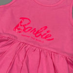 Load image into Gallery viewer, PINK WITH HAIR BAND BARBIE PRINT FROCK FOR GIRLS
