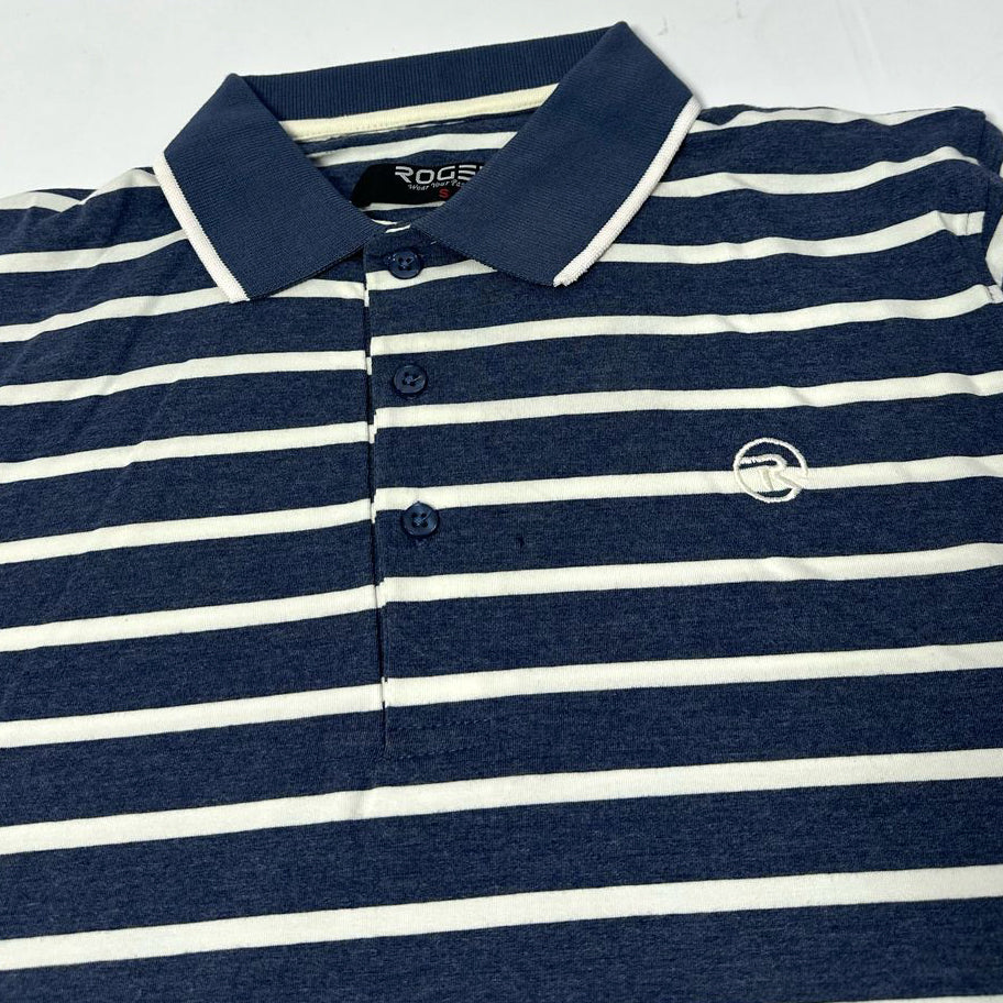 WHITE WITH GREY STRIPES POLO FOR MEN