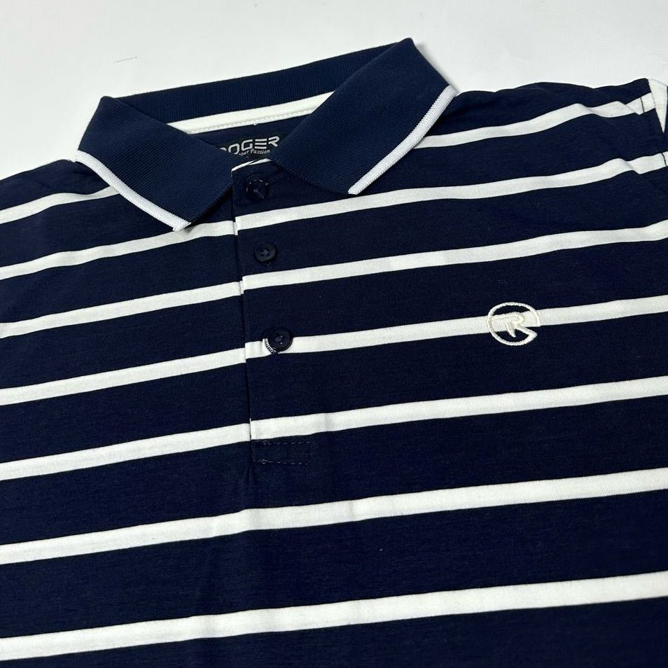 WHITE WITH NAVY BLUE STRIPES POLO FOR MEN