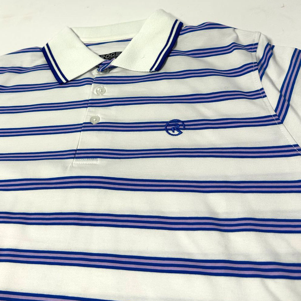 WHITE WITH BLUE STRIPES POLO FOR MEN