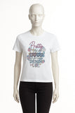 WHITE PRETTY DENIM PRINT T-SHIRT FOR WOMEN