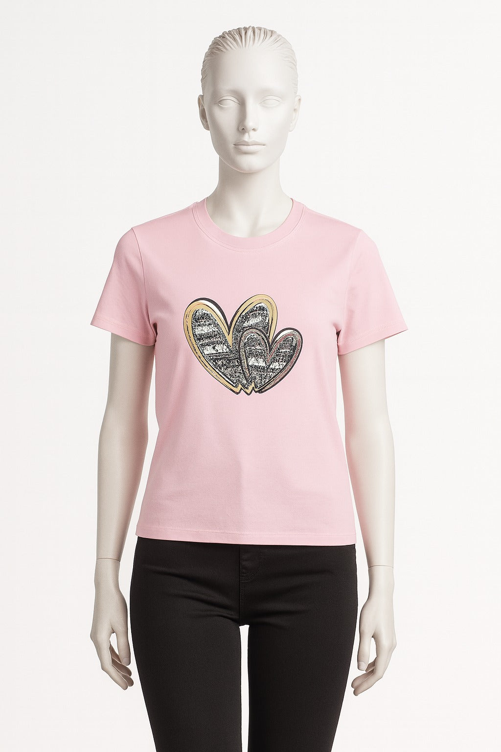 PINK HEART PRINT T-SHIRT FOR WOMEN Secondary image