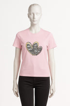 PINK HEART PRINT T-SHIRT FOR WOMEN