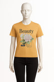 PEACH BEAUTY FLOWERS PRINT T-SHIRT FOR WOMEN