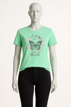 SEA GREEN KEEP YOUR FAITH PRINT T-SHIRT FOR WOMEN