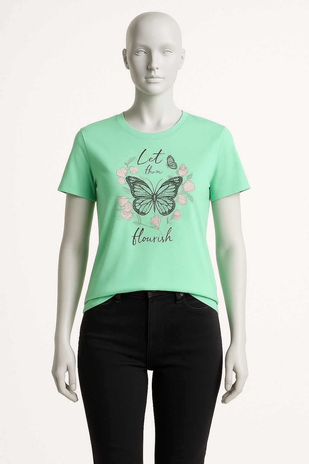 SEA GREEN KEEP YOUR FAITH PRINT T-SHIRT FOR WOMEN