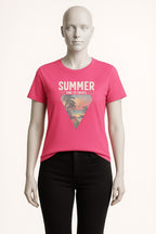 BLUSH PINK SUMMER ON THE TIDES PRINT T-SHIRT FOR WOMEN