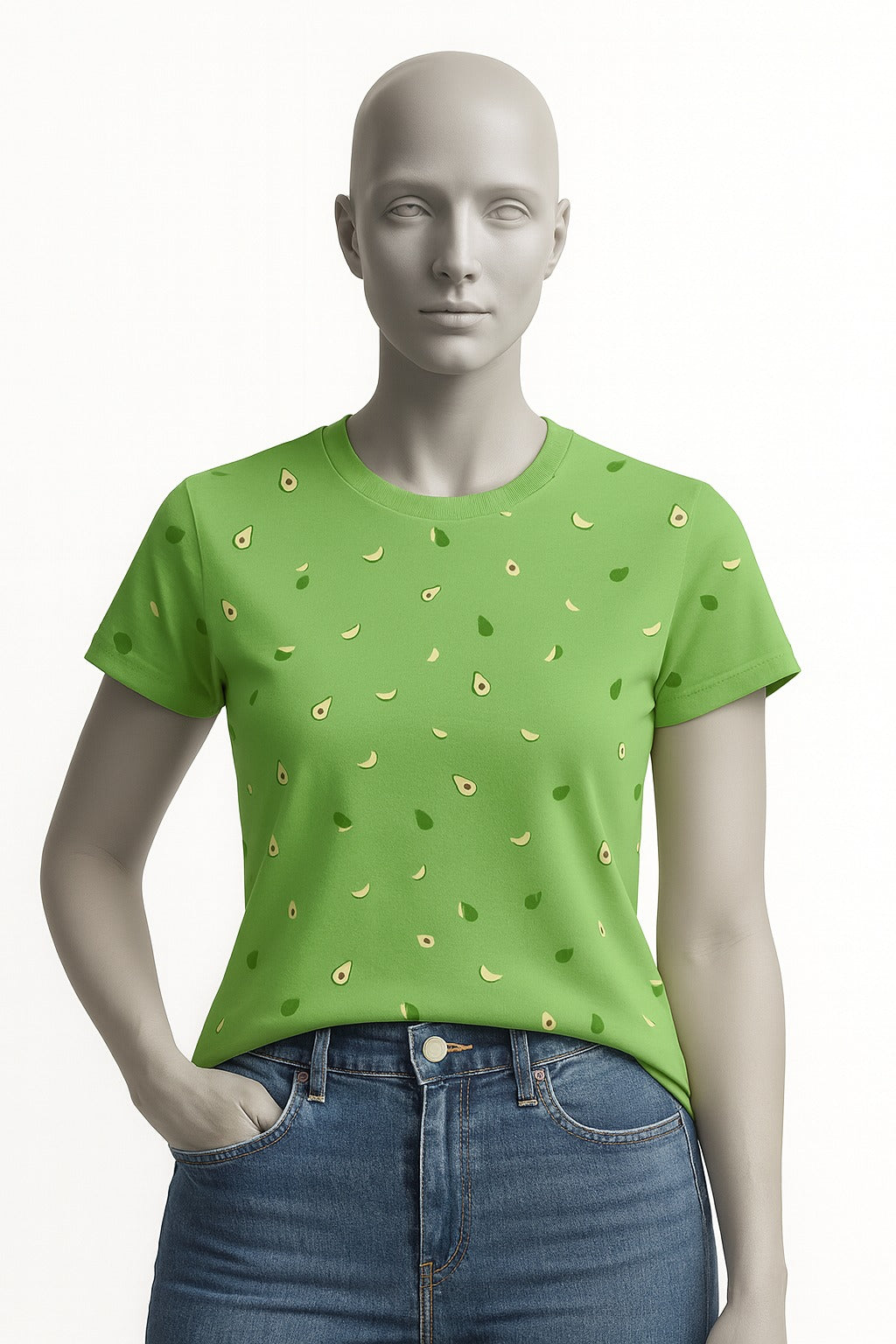 LIGHT GREEN AVACADO PRINT T-SHIRT FOR WOMEN