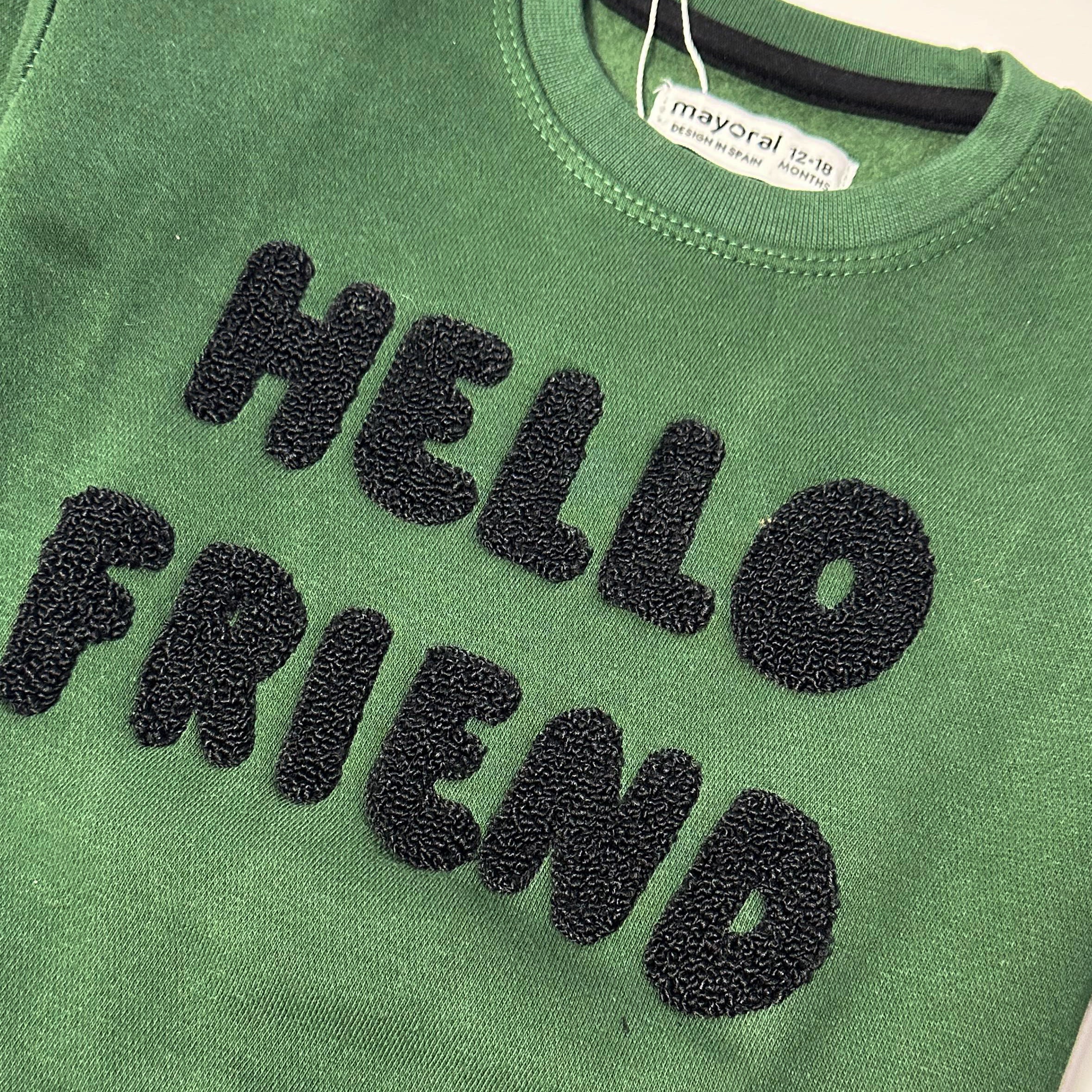 Green Hello Friend Terry Fabric Sweatshirt Secondary image