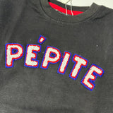 Dull Black Pepite Terry Fabric Sweatshirt