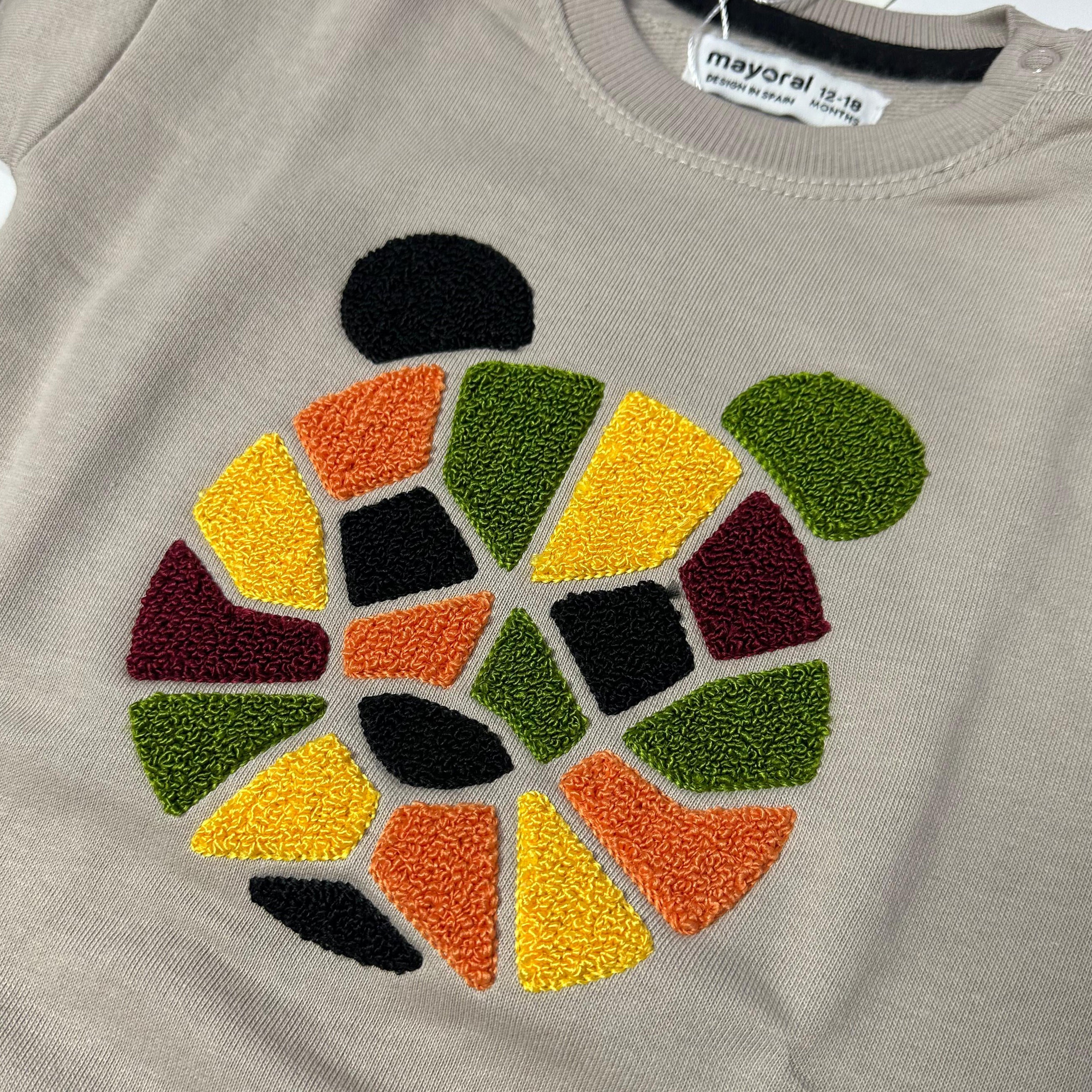 Beige Bear Face Terry Fabric Sweatshirt